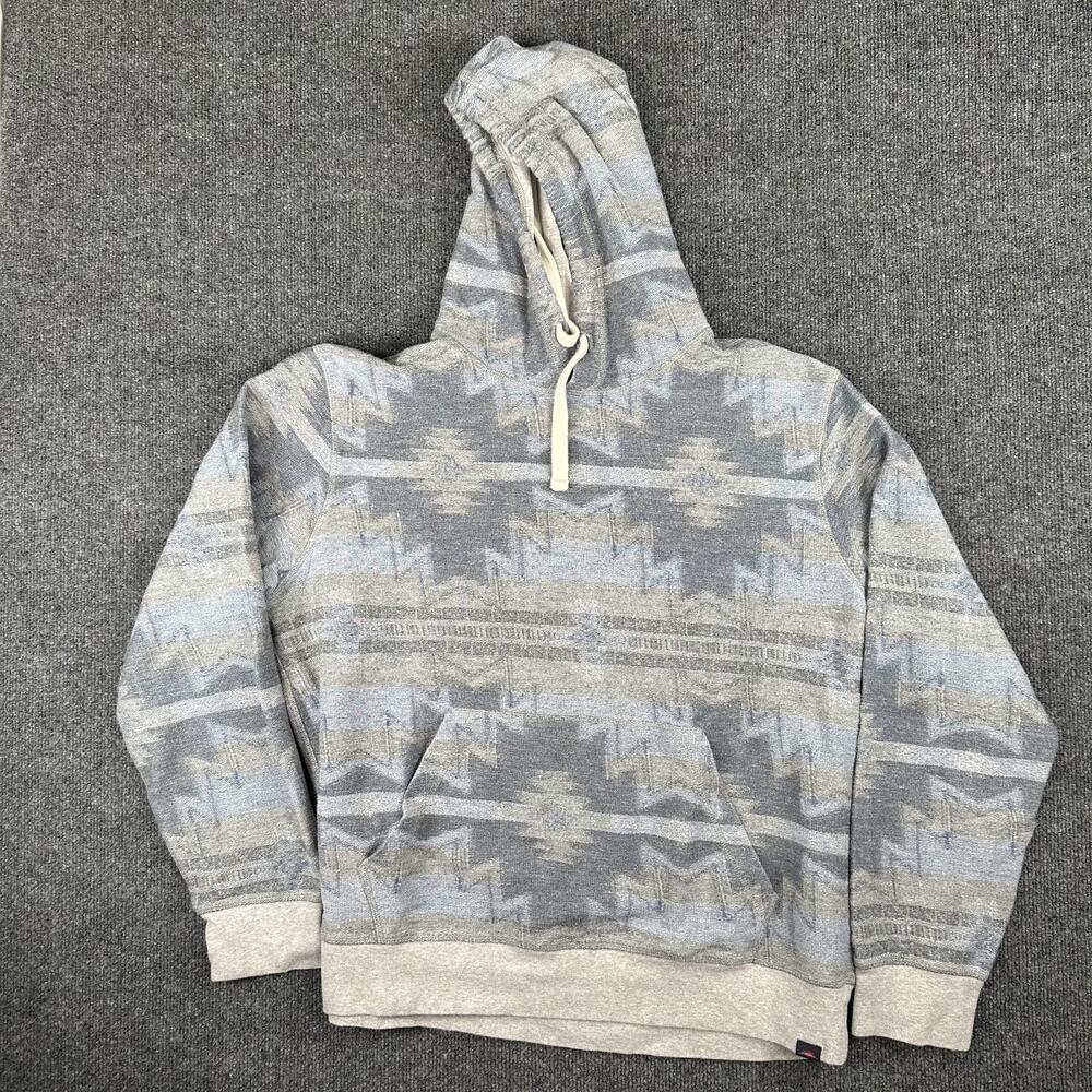 Faherty Gray and Light Blue Aztec-Pattern Hoodie